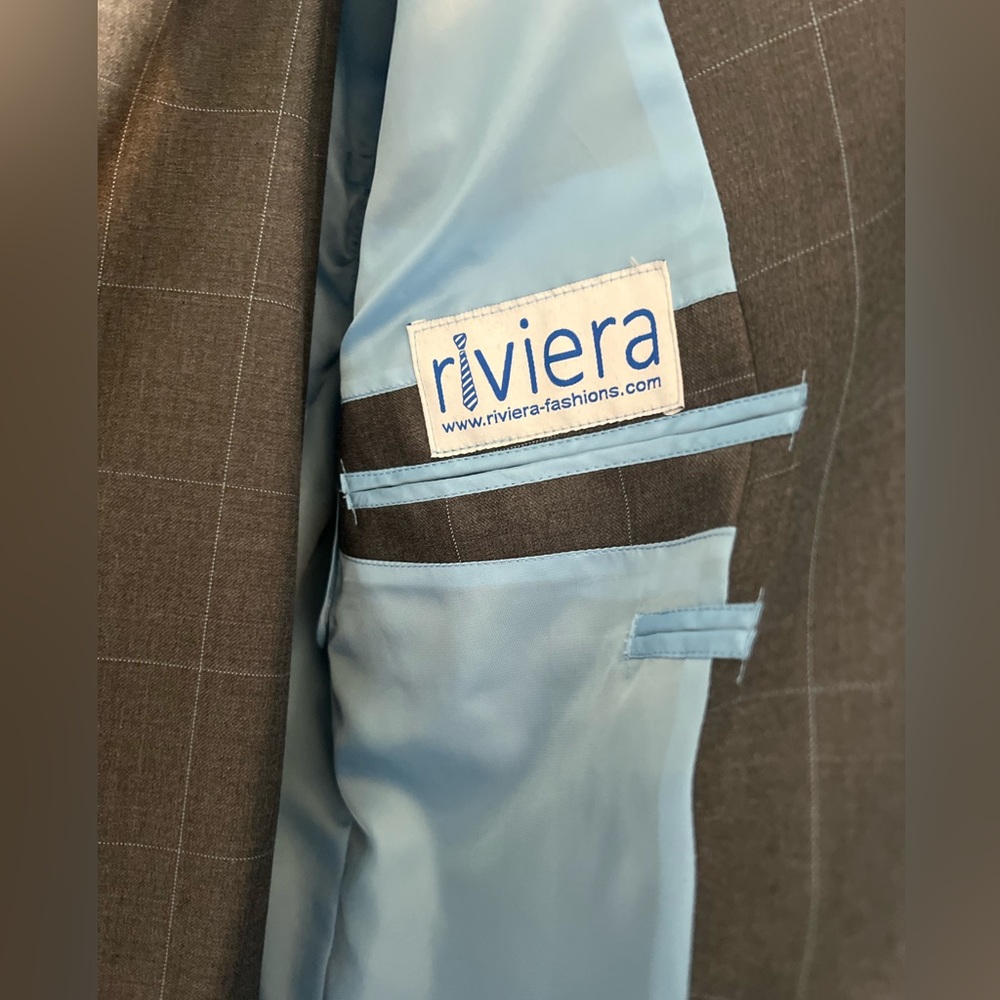 Custom Suit Light Blue Check - Picture 2 of 4